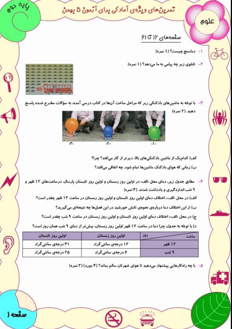 دانلود سوالات علوم دوم دبستان(تستی) -آمادگی آزمون 21 دی - تصویر 1