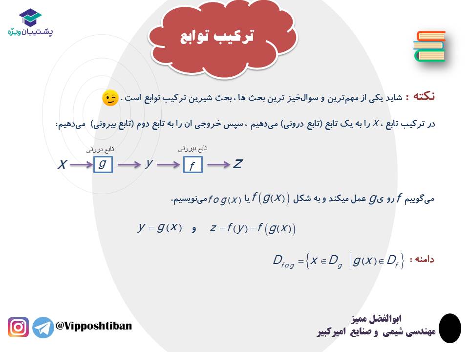 نکات و تست هایی از ترکیب توابع ریاضی دوازدهم تجربی (3 آبان 98) - تصویر 2