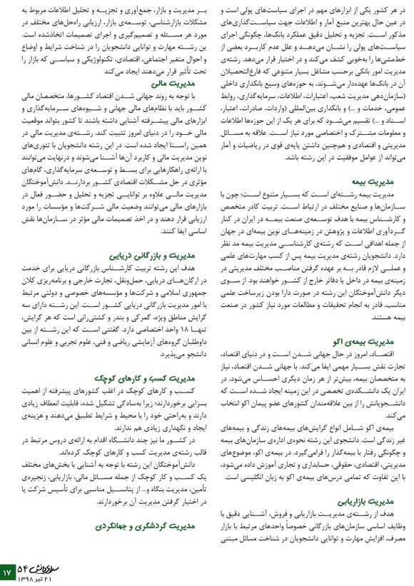مدیریت (معرفی رشته + جدول دانشگاه‌ها + رتبه‌ی مورد نیاز) - سایت کانون