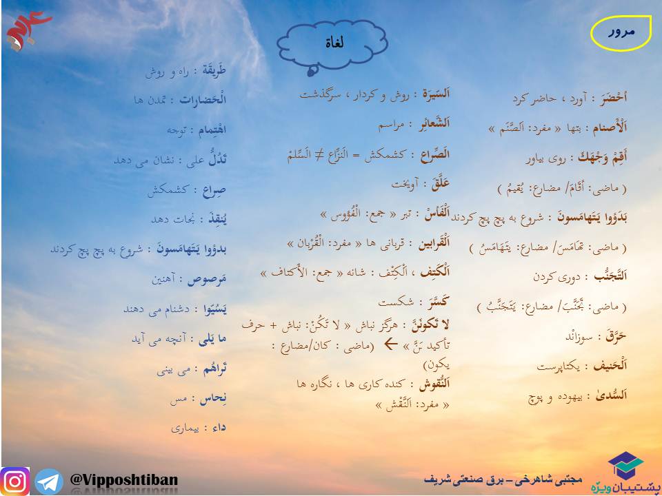 معنی واژگان و نکات قواعدی درس1،عربی دوازدهم ( 3 آبان 98 ) - تصویر 3