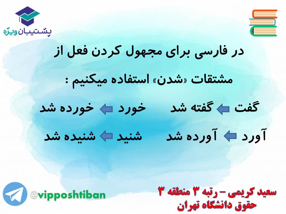 جزوه مبحث فعل مجهول عربی دهم انسانی (هماهنگ با آزمون 1 آذر 98) - تصویر 2