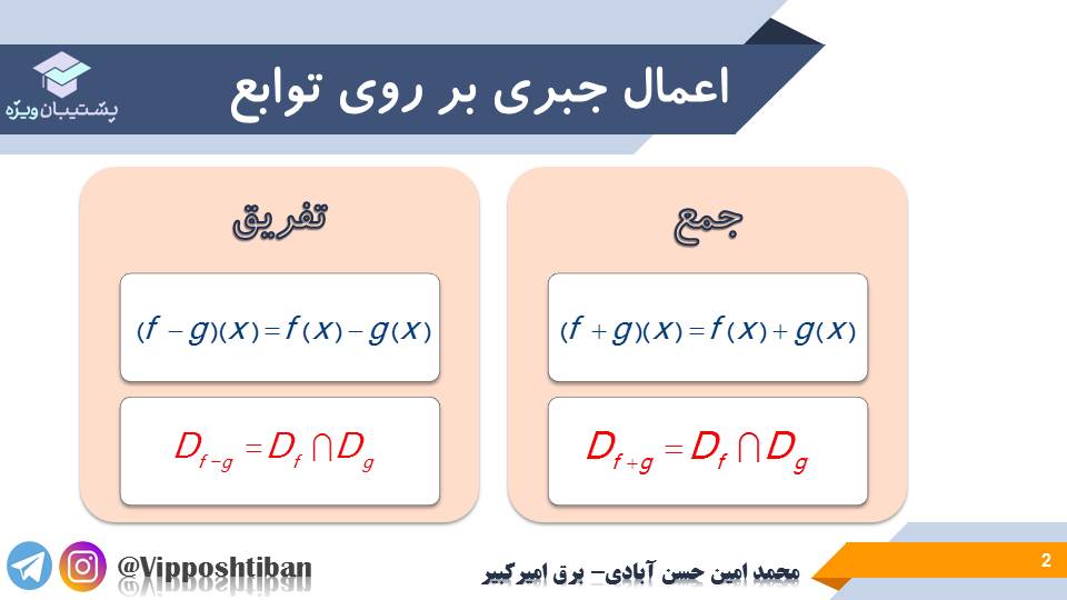 نکات و تست هایی از مبحث اعمال جبری بر روی توابع ( 3 آبان 98 ) - تصویر 1
