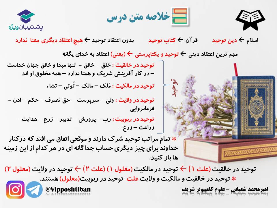 نکات و تست هایی از درس یگانه بی همتا دینی دوازدهم ( 3آبان98 ) - تصویر 2
