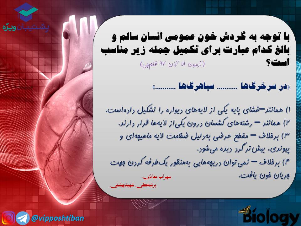 نکات و تست هایی از فصل گردش مواد در بدن،جلسه2 ( 3 آبان 98 ) - تصویر 15
